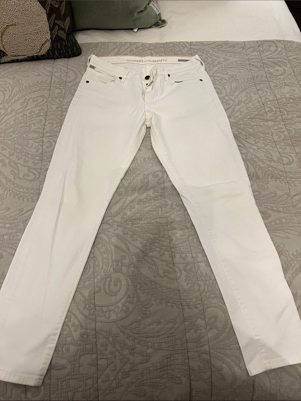 Citizens Of Humanity White Ankle Slim Straight Jeans